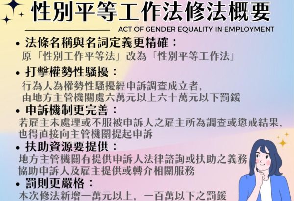 《性別平等工作法》修法概要
